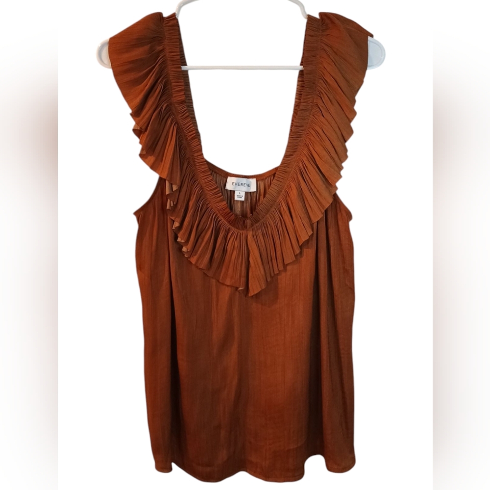 Evereve Rust Ruffle Blouse - Picture 2 of 9